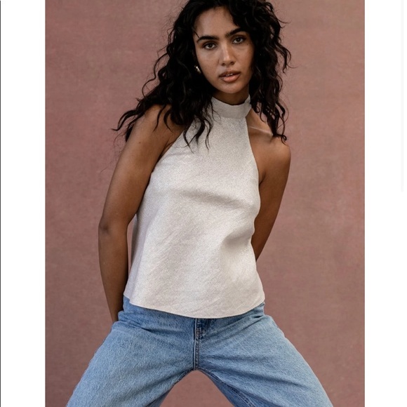 NWT Posse Delphine Top in Natural Sparkle Small - Picture 3 of 8